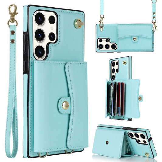 For Samsung Galaxy S24 Ultra RFID Blocking Card Slots Cover Phone Card Case - Blue