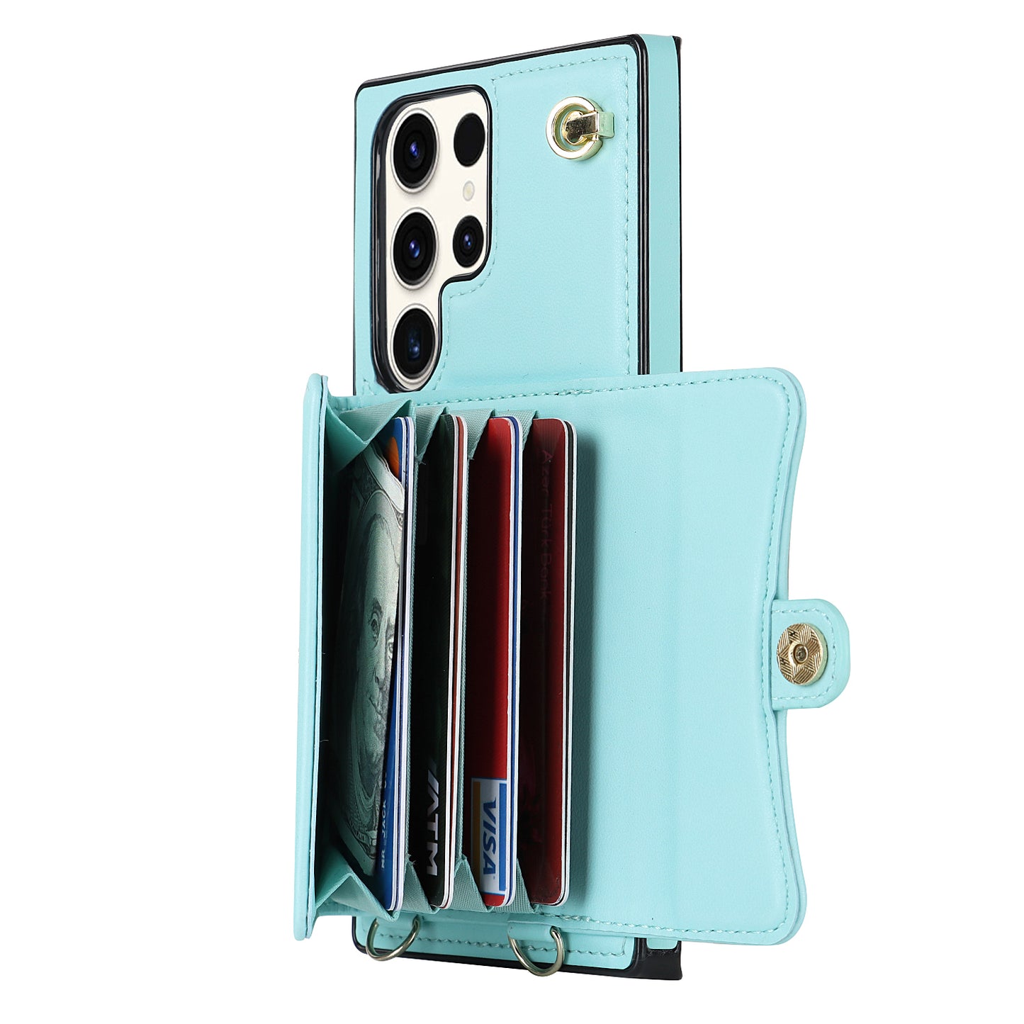 For Samsung Galaxy S24 Ultra RFID Blocking Card Slots Cover Phone Card Case - Blue