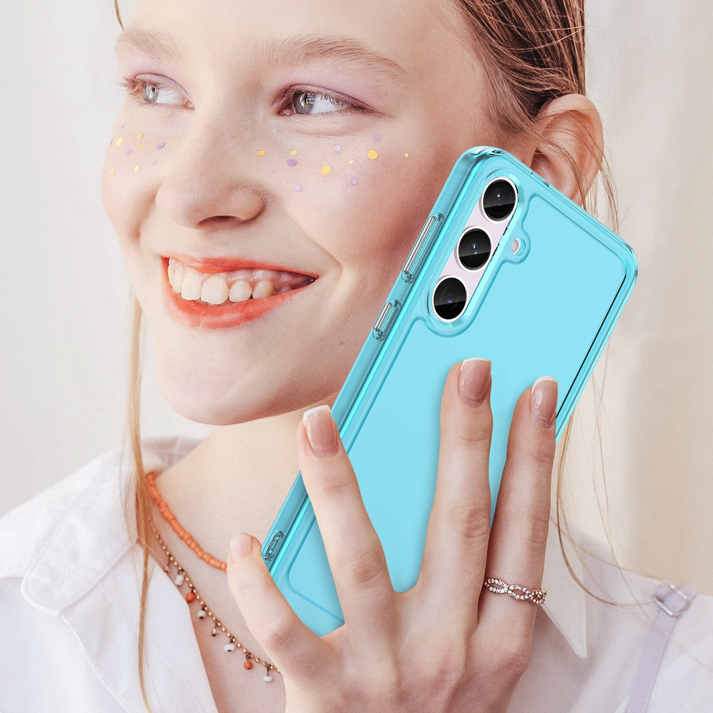 For Samsung Galaxy S24+ Case Candy Series Anti-collision TPU Cell Phone Cover - Transparent Blue