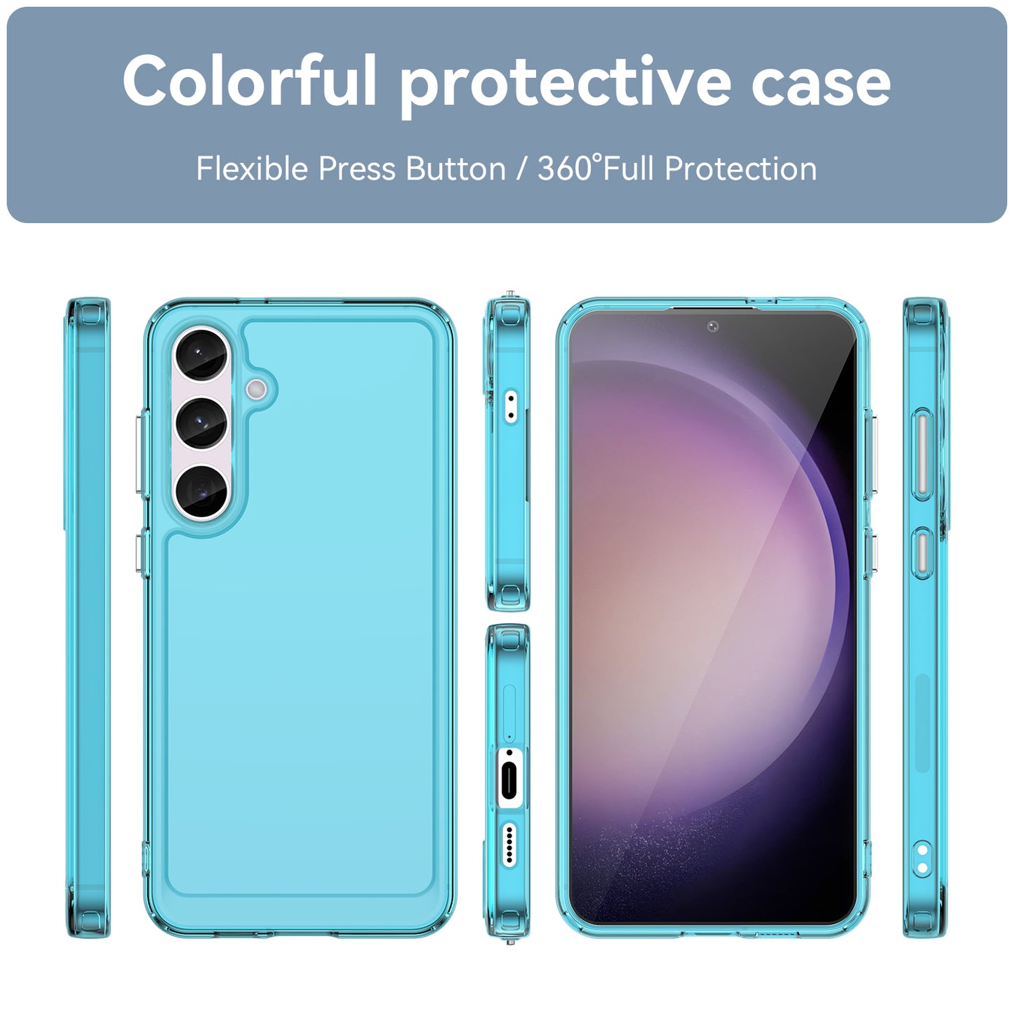 For Samsung Galaxy S24+ Case Candy Series Anti-collision TPU Cell Phone Cover - Transparent Blue