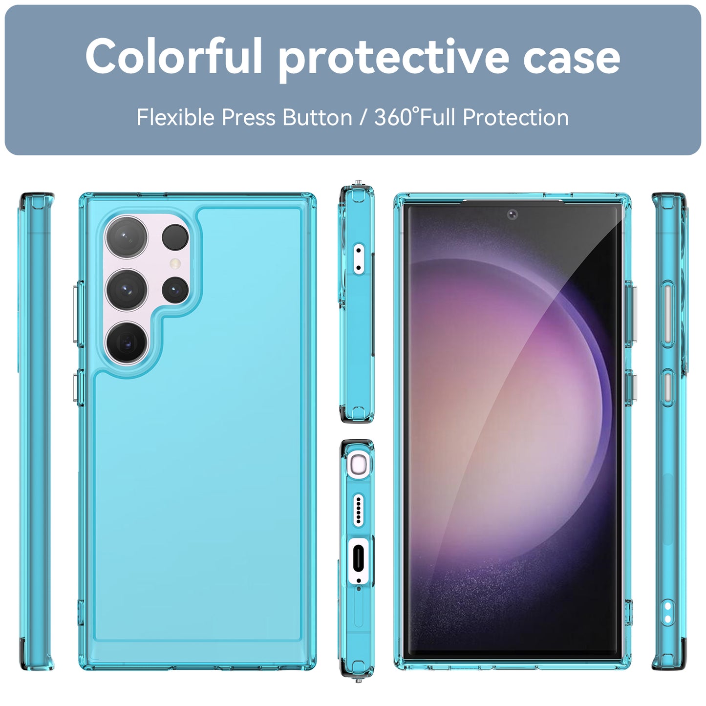 For Samsung Galaxy S24 Ultra Case Candy Series Flexible TPU Cell Phone Cover - Transparent Blue