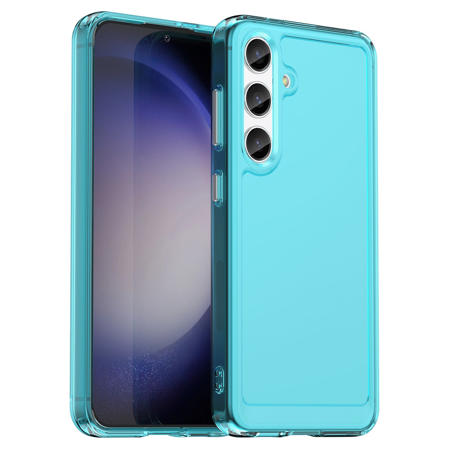 Candy Series for Samsung Galaxy S24 Case Shockproof Soft TPU Phone Back Cover - Transparent Blue