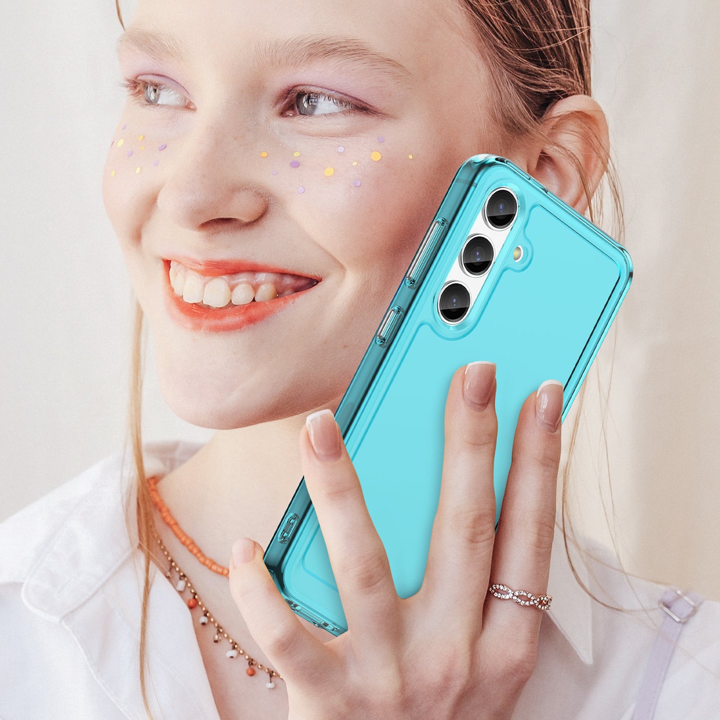 Candy Series for Samsung Galaxy S24 Case Shockproof Soft TPU Phone Back Cover - Transparent Blue