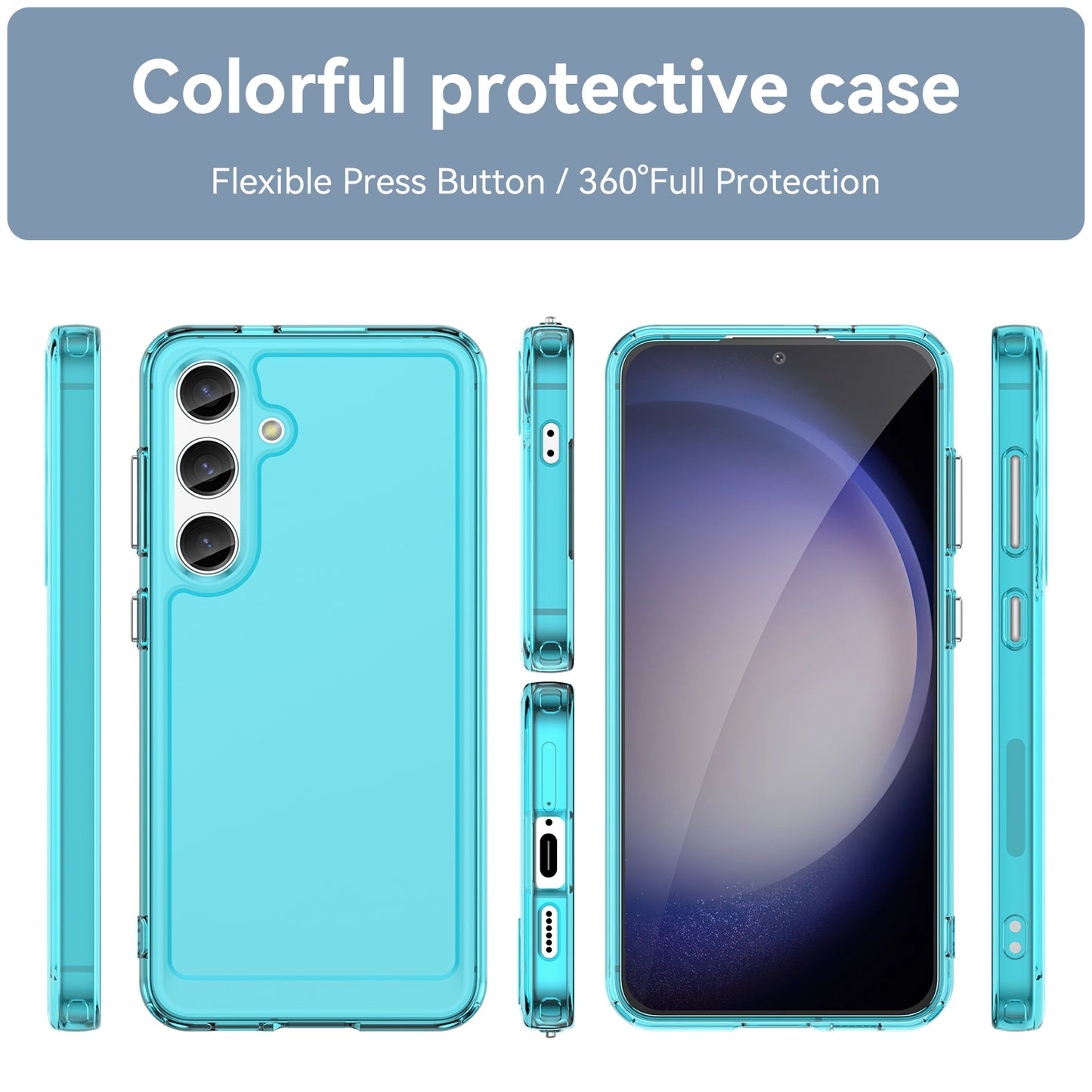 Candy Series for Samsung Galaxy S24 Case Shockproof Soft TPU Phone Back Cover - Transparent Blue