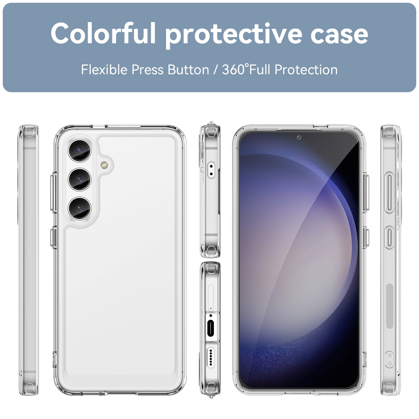Candy Series for Samsung Galaxy S24 Case Shockproof Soft TPU Phone Back Cover - Transparent Grey