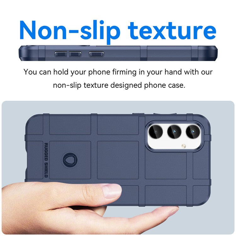 For Samsung Galaxy A35 5G TPU Phone Case Shockproof Cell Phone Cover with Square Grid Texture - Blue