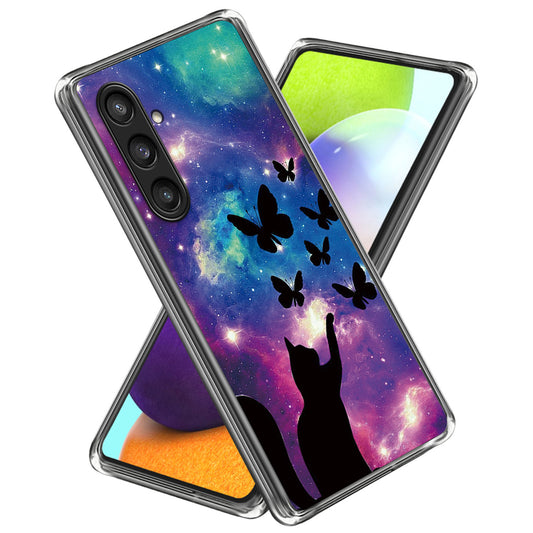 For Samsung Galaxy S24+ TPU Protective Case Art Pattern Printing Phone Cover - Cat and Butterflies