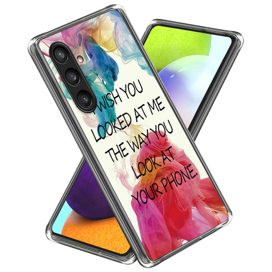 For Samsung Galaxy S24 Phone Case Thin Flexible TPU Back Cover IMD Pattern - Looked at Me