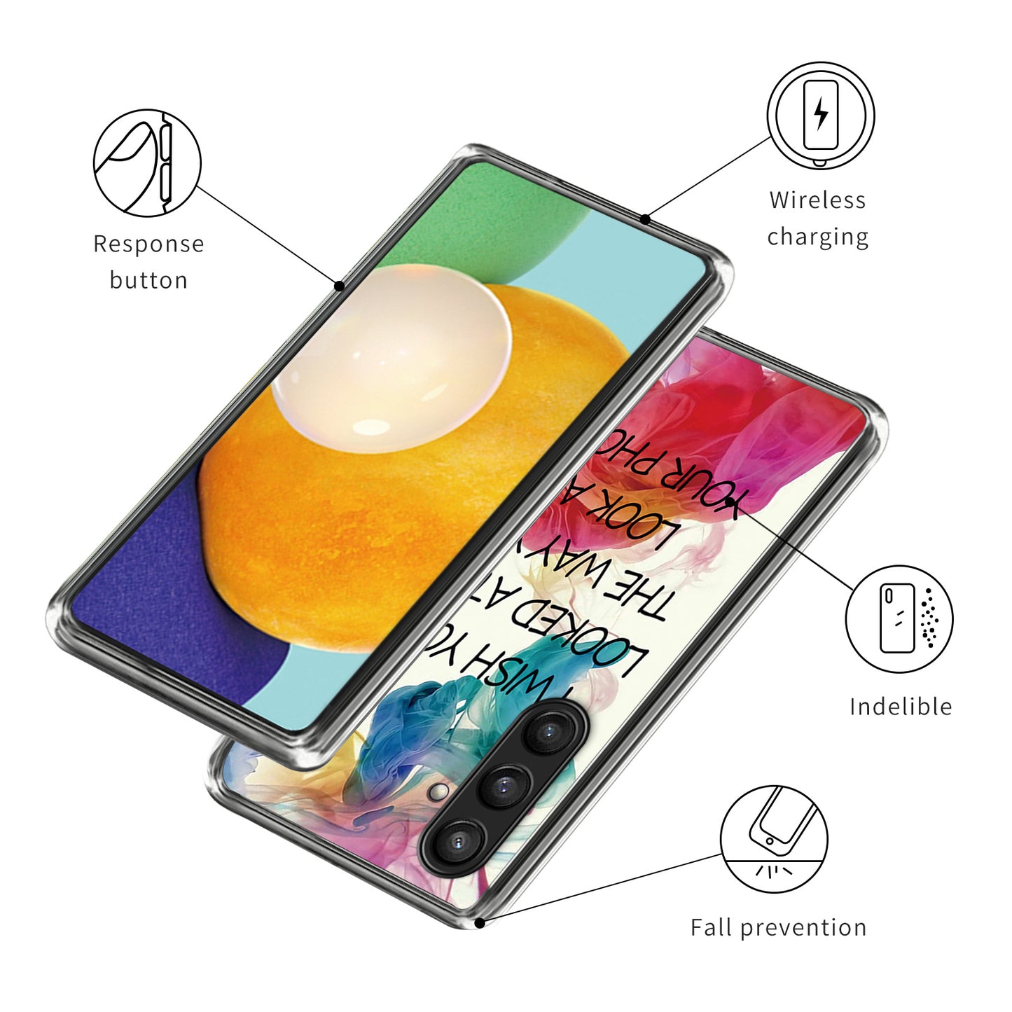 For Samsung Galaxy S24 Phone Case Thin Flexible TPU Back Cover IMD Pattern - Looked at Me