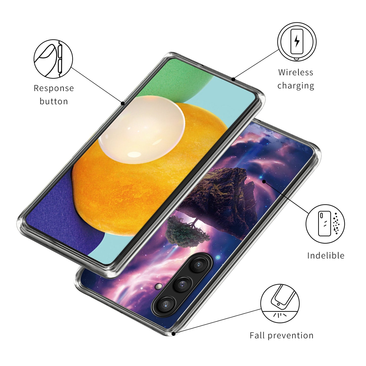 For Samsung Galaxy S24 Phone Case Thin Flexible TPU Back Cover IMD Pattern - Aurora Night