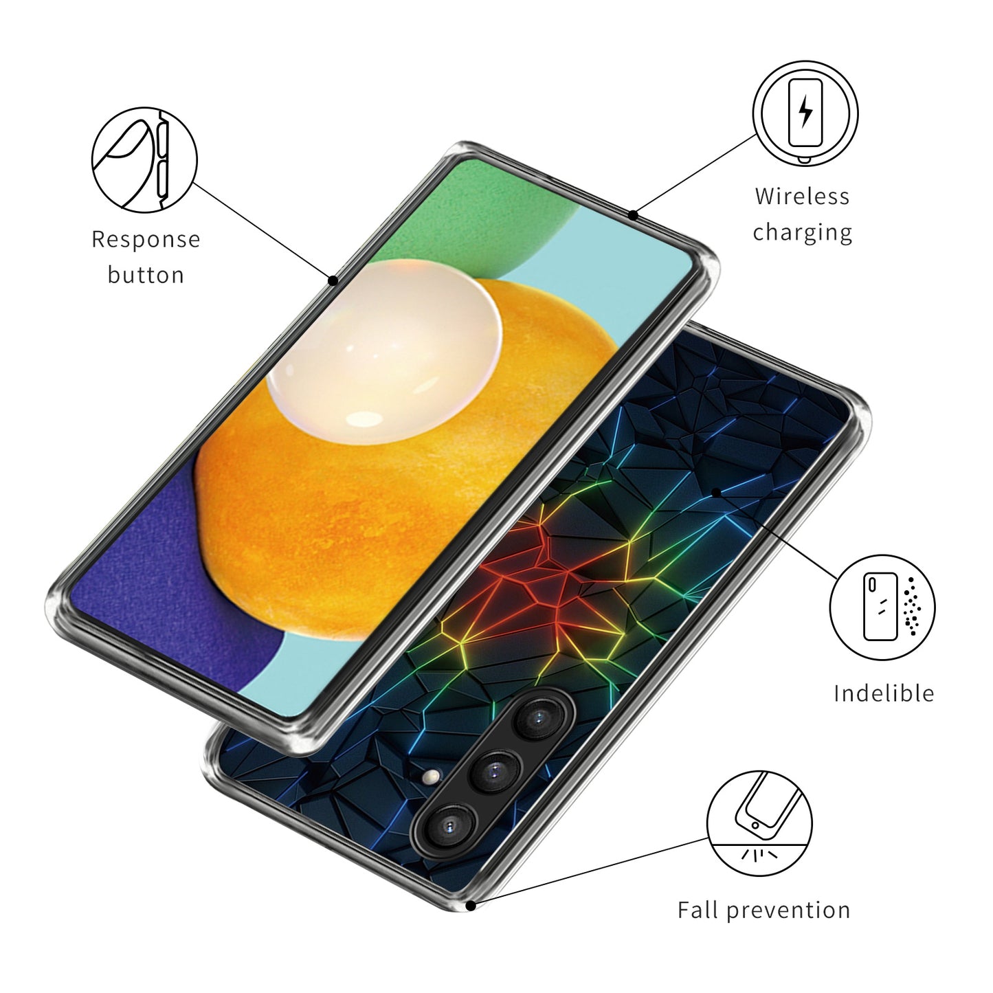 For Samsung Galaxy S24 Phone Case Thin Flexible TPU Back Cover IMD Pattern - Geometry