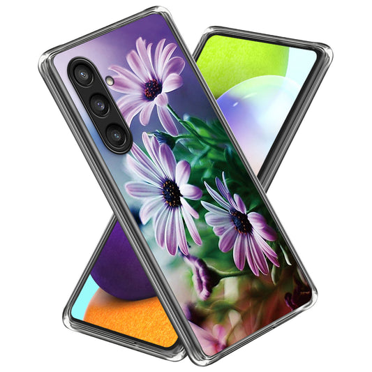 For Samsung Galaxy S24 Phone Case Thin Flexible TPU Back Cover IMD Pattern - Purple Chrysanthemum