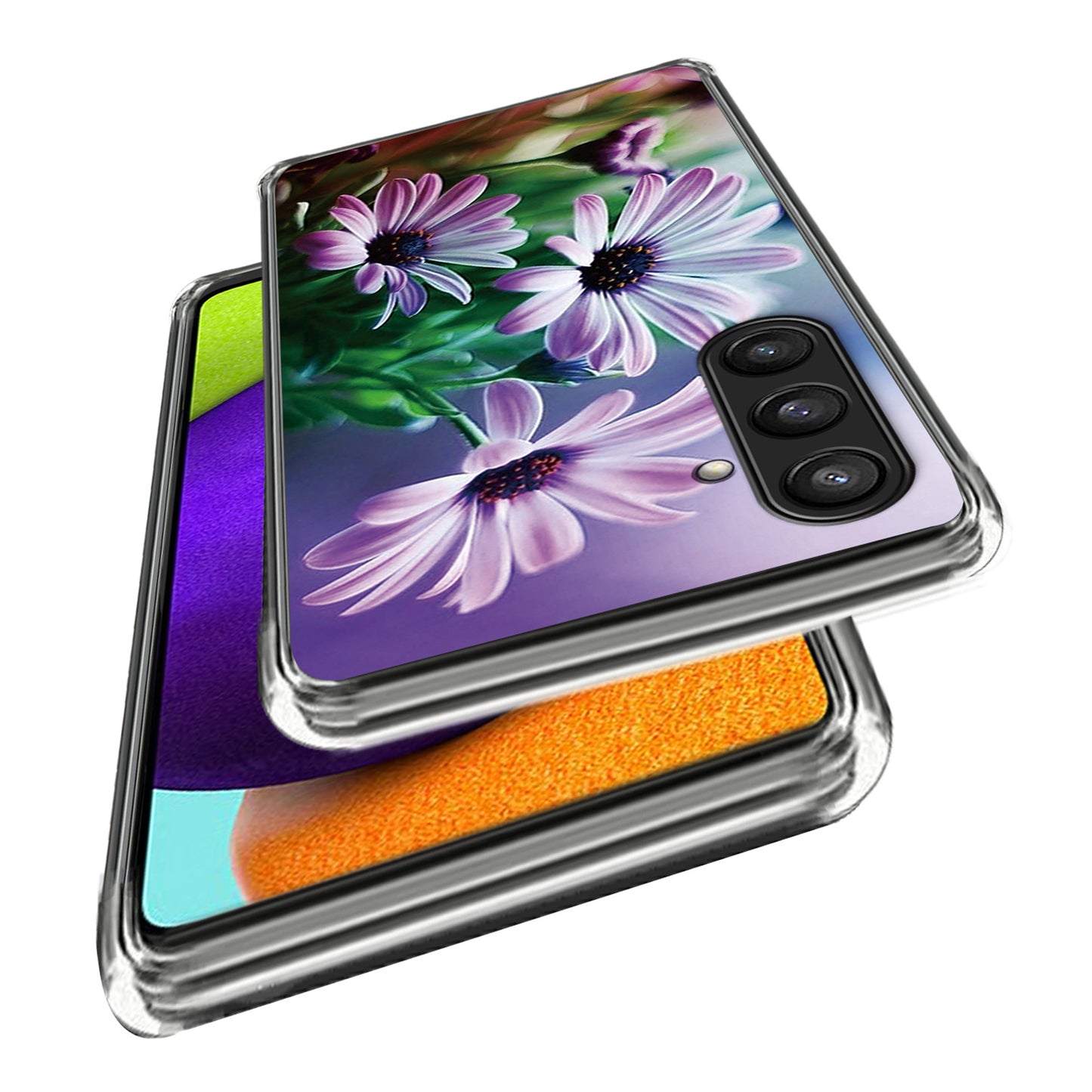 For Samsung Galaxy S24 Phone Case Thin Flexible TPU Back Cover IMD Pattern - Purple Chrysanthemum