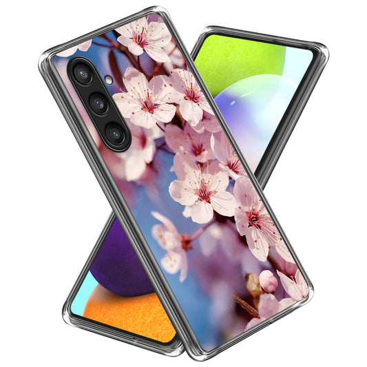 For Samsung Galaxy S24 Phone Case Thin Flexible TPU Back Cover IMD Pattern - Peach Blossom