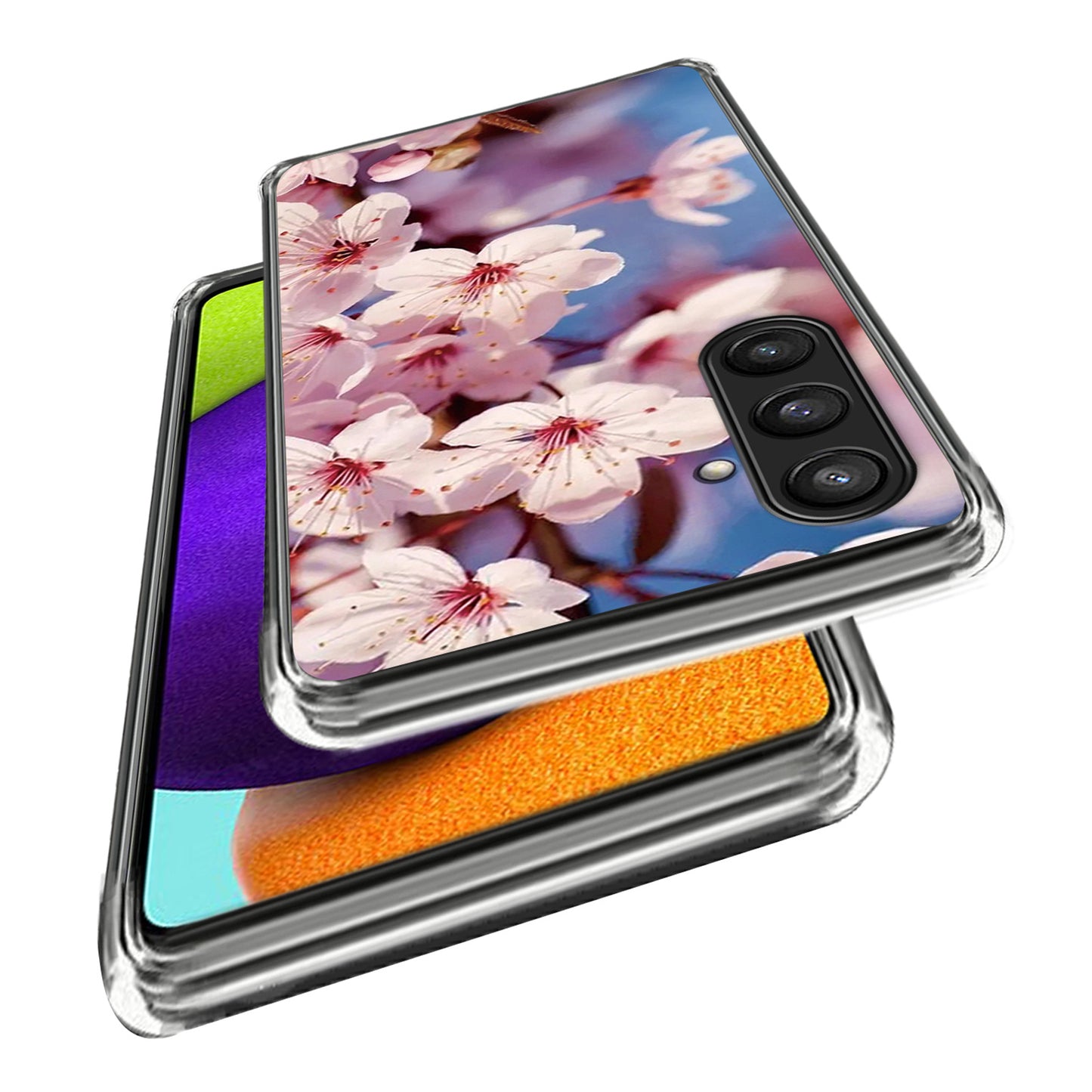 For Samsung Galaxy S24 Phone Case Thin Flexible TPU Back Cover IMD Pattern - Peach Blossom