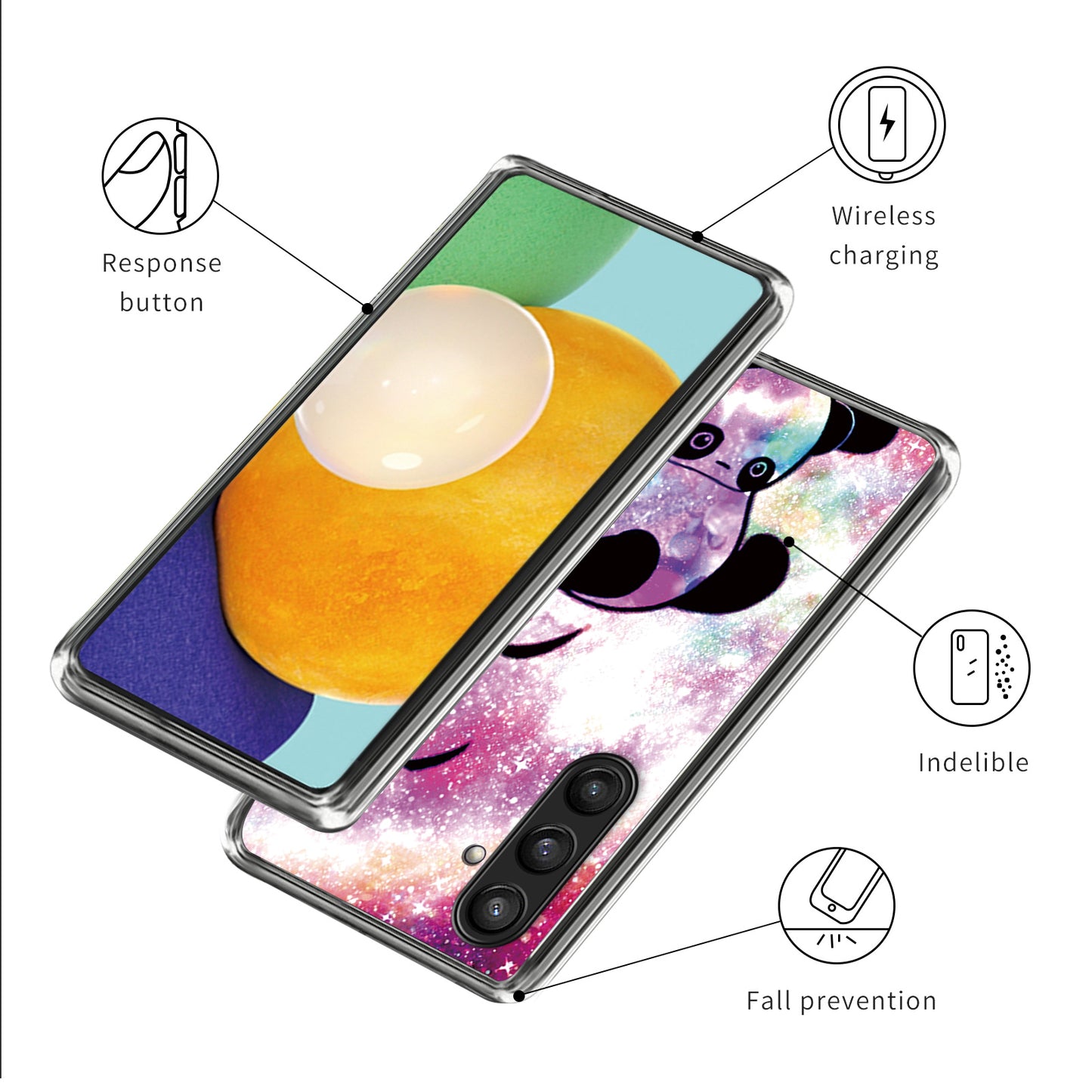 For Samsung Galaxy S24 Phone Case Thin Flexible TPU Back Cover IMD Pattern - Panda
