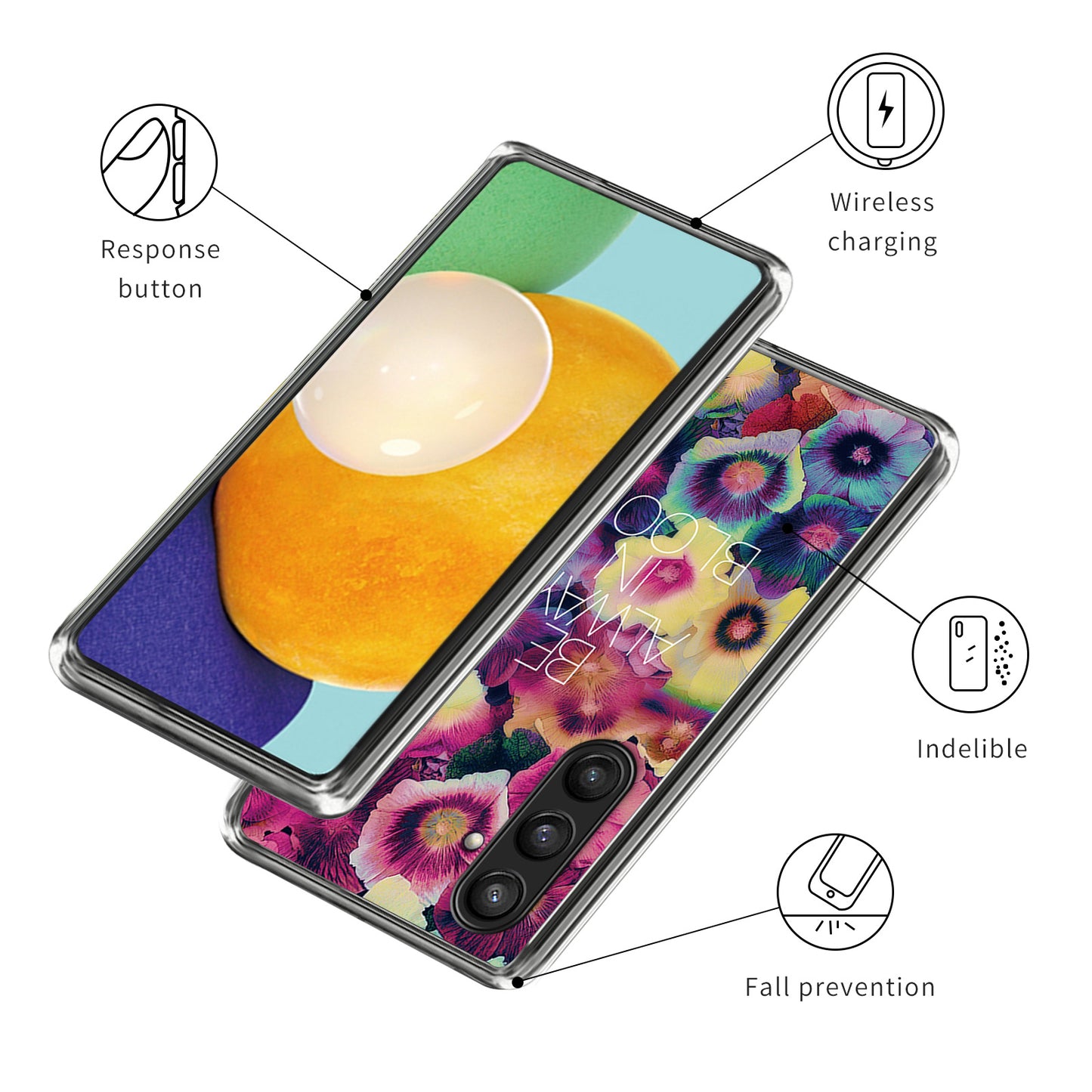For Samsung Galaxy S24 Phone Case Thin Flexible TPU Back Cover IMD Pattern - Colorful Flowers