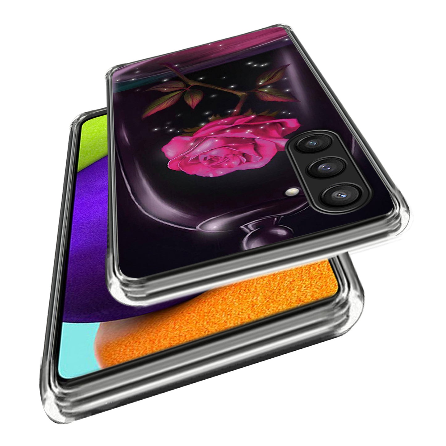 For Samsung Galaxy S24 Phone Case Thin Flexible TPU Back Cover IMD Pattern - Rose