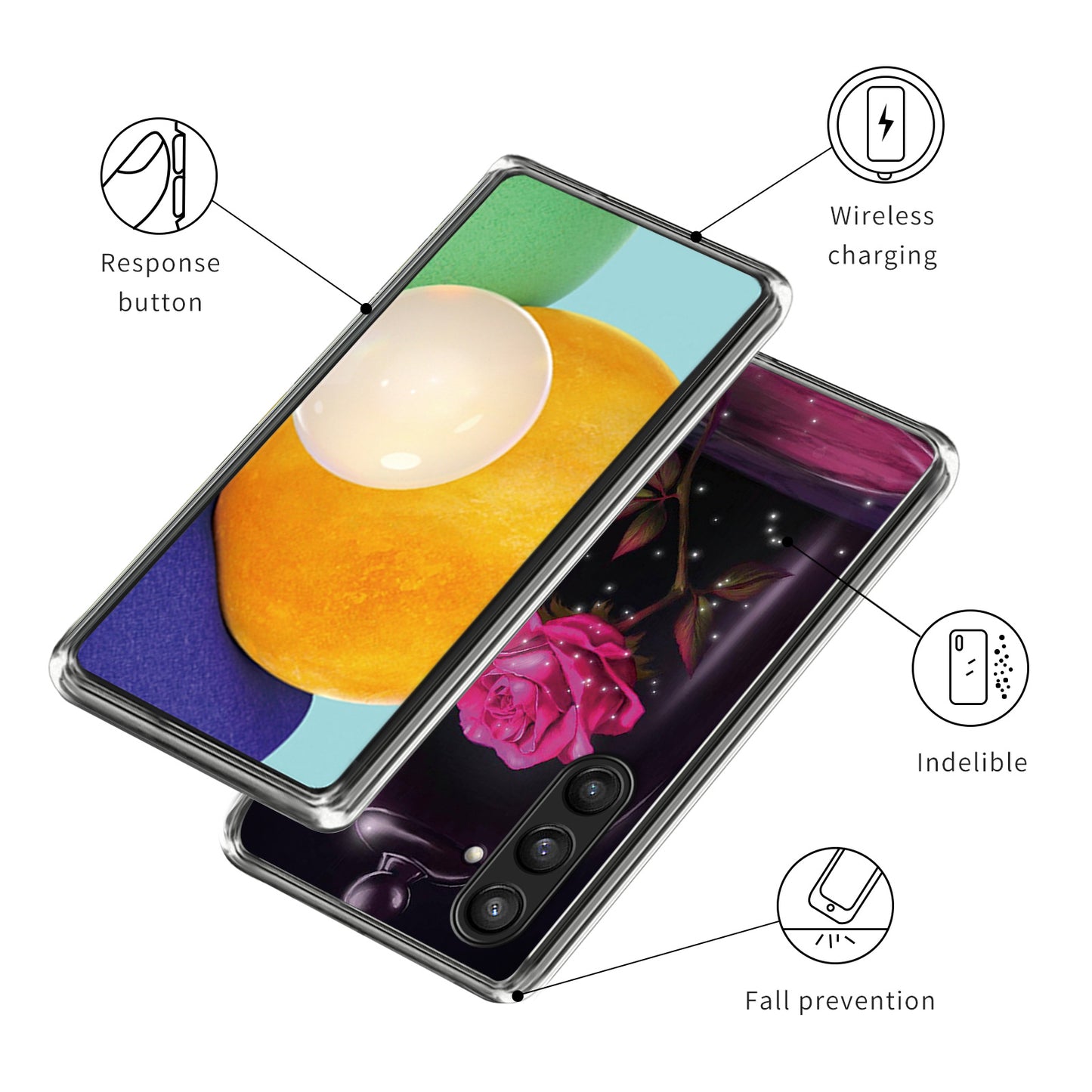 For Samsung Galaxy S24 Phone Case Thin Flexible TPU Back Cover IMD Pattern - Rose
