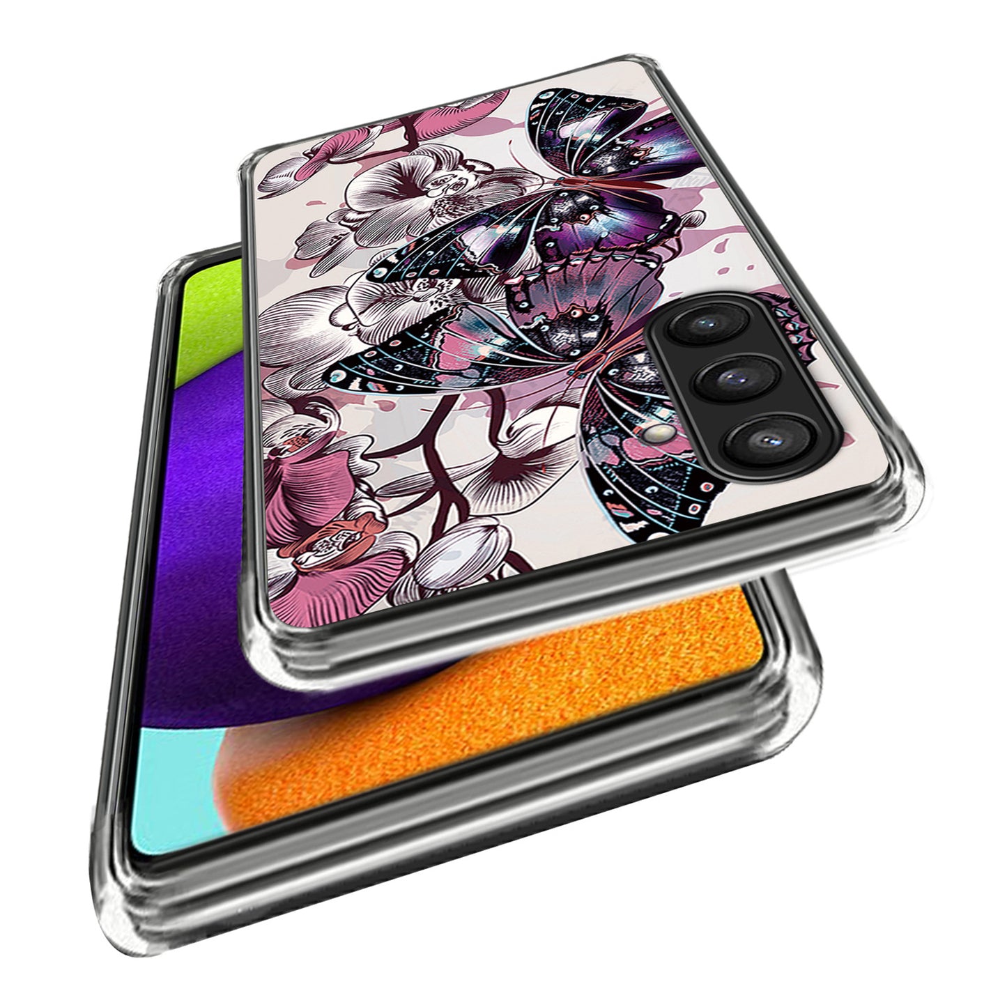 For Samsung Galaxy S24 Phone Case Thin Flexible TPU Back Cover IMD Pattern - Purple Butterflies