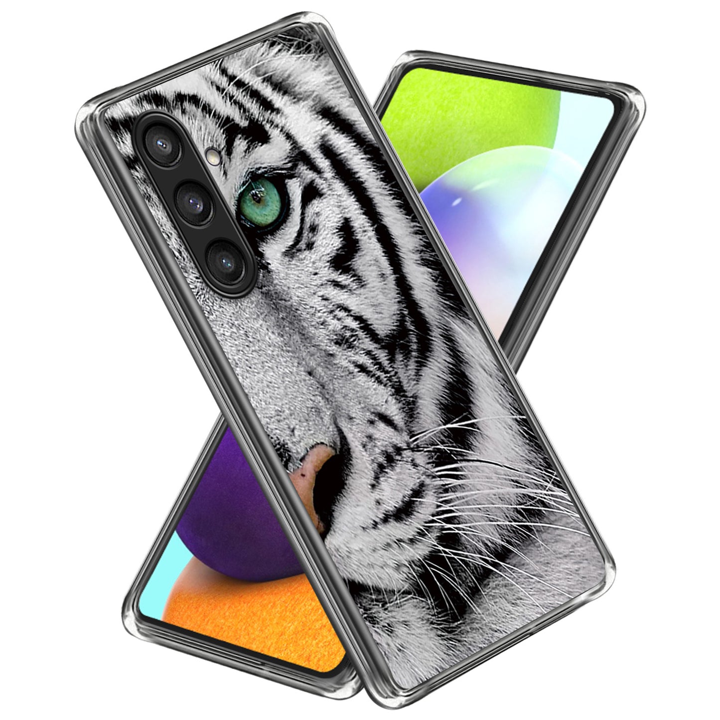 For Samsung Galaxy S24 Phone Case Thin Flexible TPU Back Cover IMD Pattern - Tiger Head