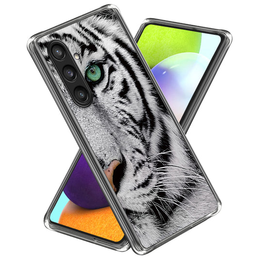 For Samsung Galaxy S24 Phone Case Thin Flexible TPU Back Cover IMD Pattern - Tiger Head