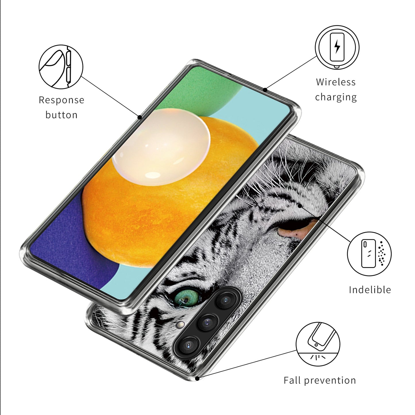 For Samsung Galaxy S24 Phone Case Thin Flexible TPU Back Cover IMD Pattern - Tiger Head