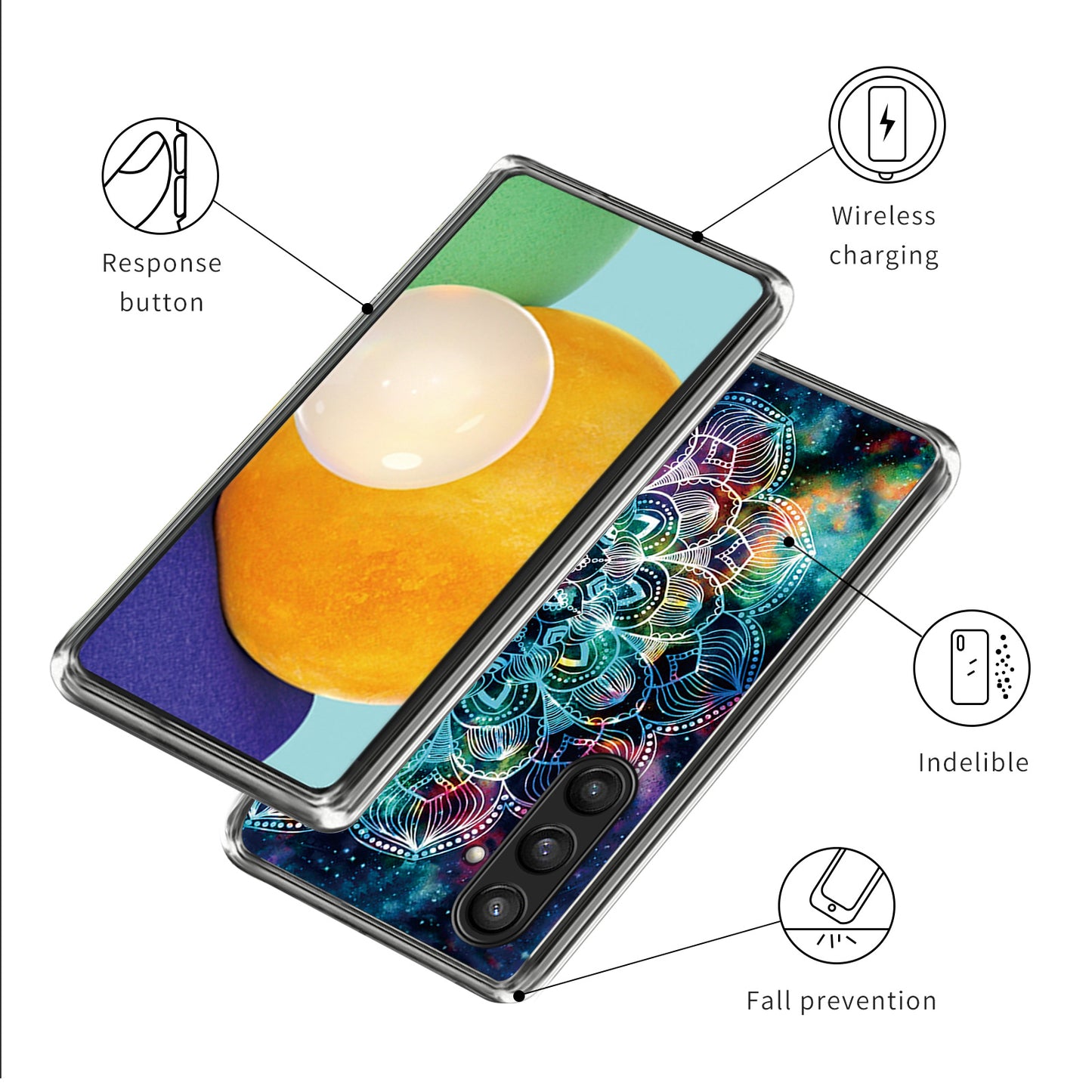 For Samsung Galaxy S24 Phone Case Thin Flexible TPU Back Cover IMD Pattern - Starry Sky / Mandala