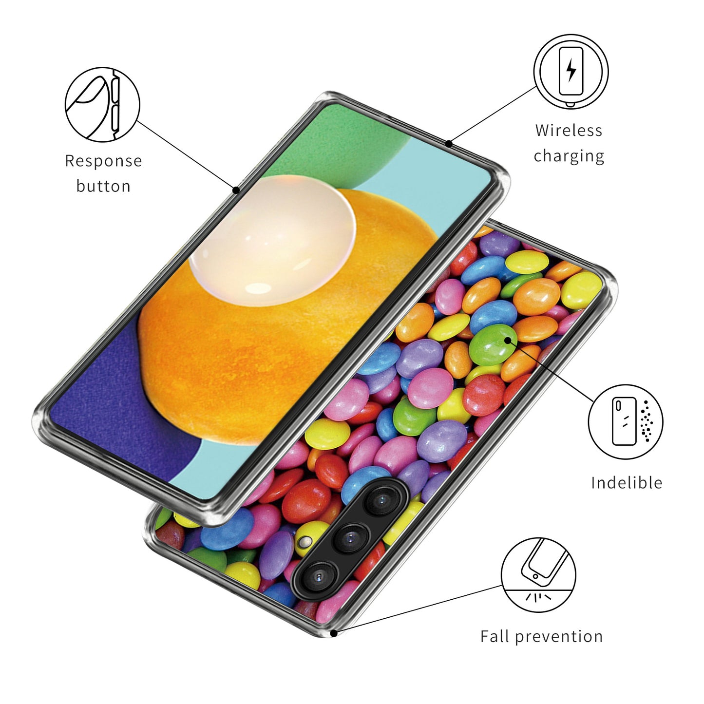 For Samsung Galaxy S24 Phone Case Thin Flexible TPU Back Cover IMD Pattern - Rainbow Candy