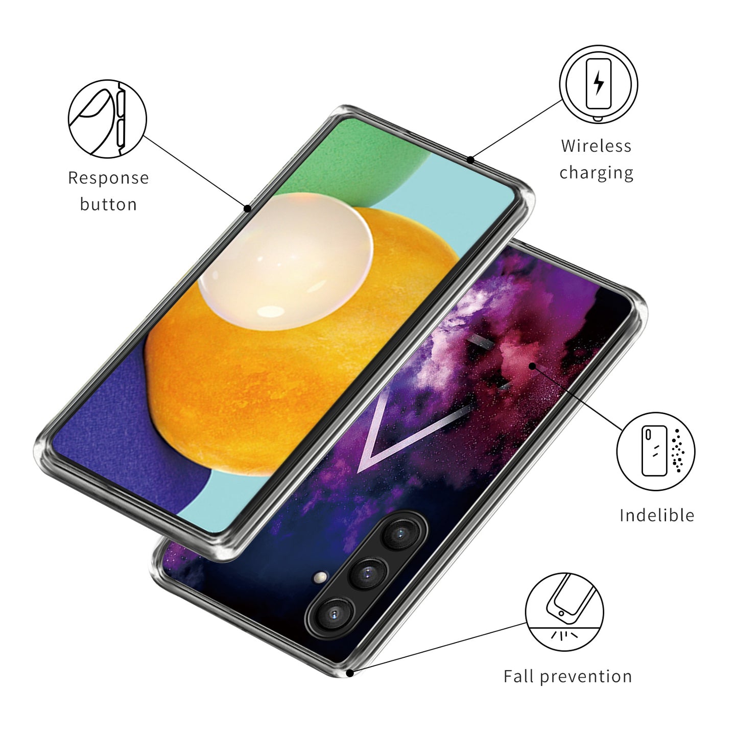 For Samsung Galaxy S24+ Case Pattern Printing Anti-scratch Phone Cover - Triangle and Fog