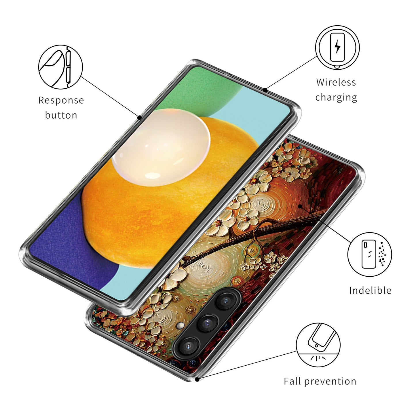 For Samsung Galaxy S24+ Case Pattern Printing Anti-scratch Phone Cover - Flower