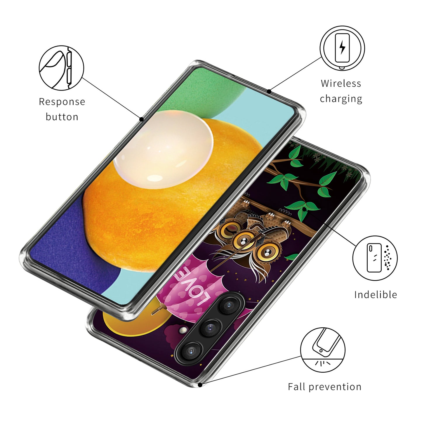 For Samsung Galaxy S24+ Case Pattern Printing Anti-scratch Phone Cover - Owl Couple