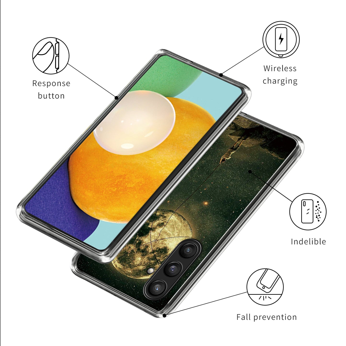 For Samsung Galaxy S24+ Case Pattern Printing Anti-scratch Phone Cover - Moon