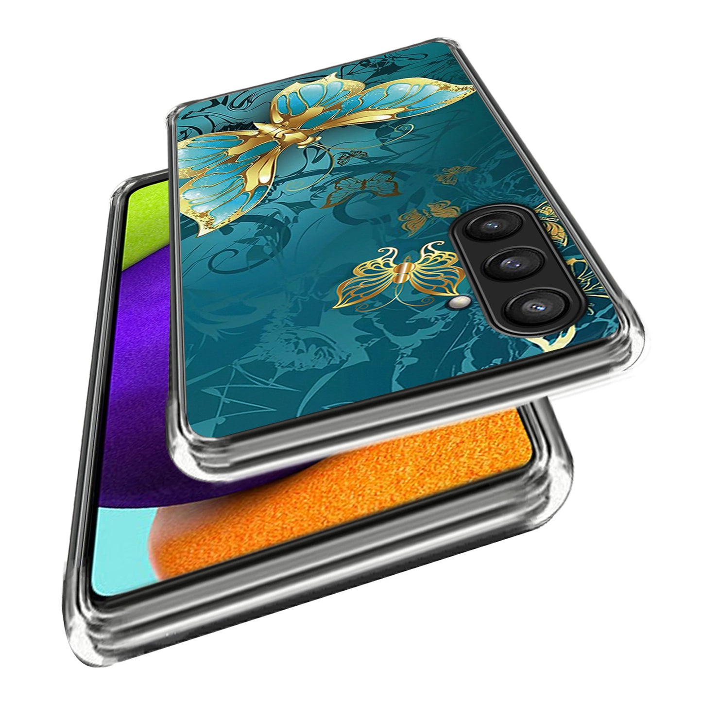 For Samsung Galaxy S24+ Case Pattern Printing Anti-scratch Phone Cover - Golden Butterfly