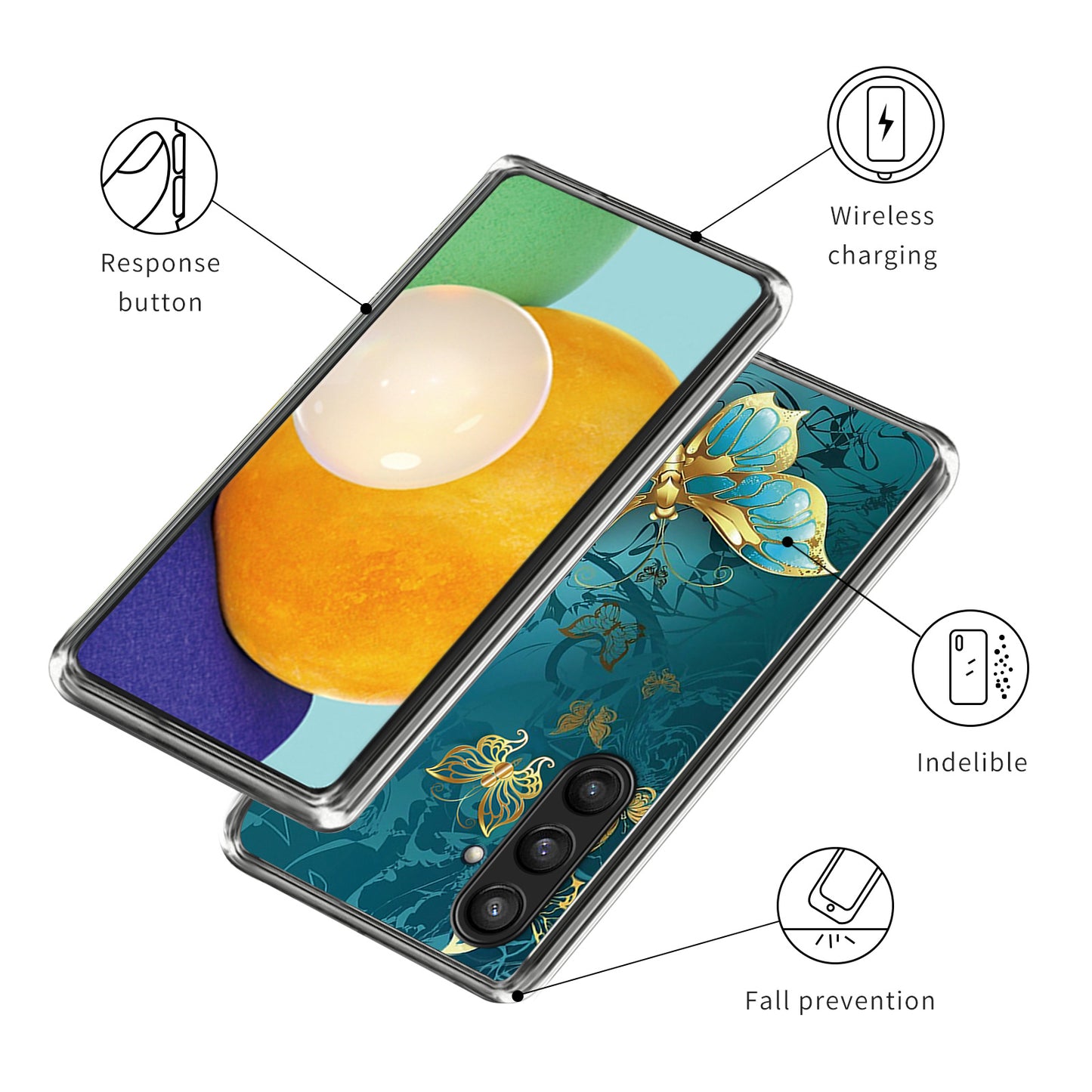 For Samsung Galaxy S24 TPU Phone Case Pattern Printing Protective Cover - Golden Butterfly