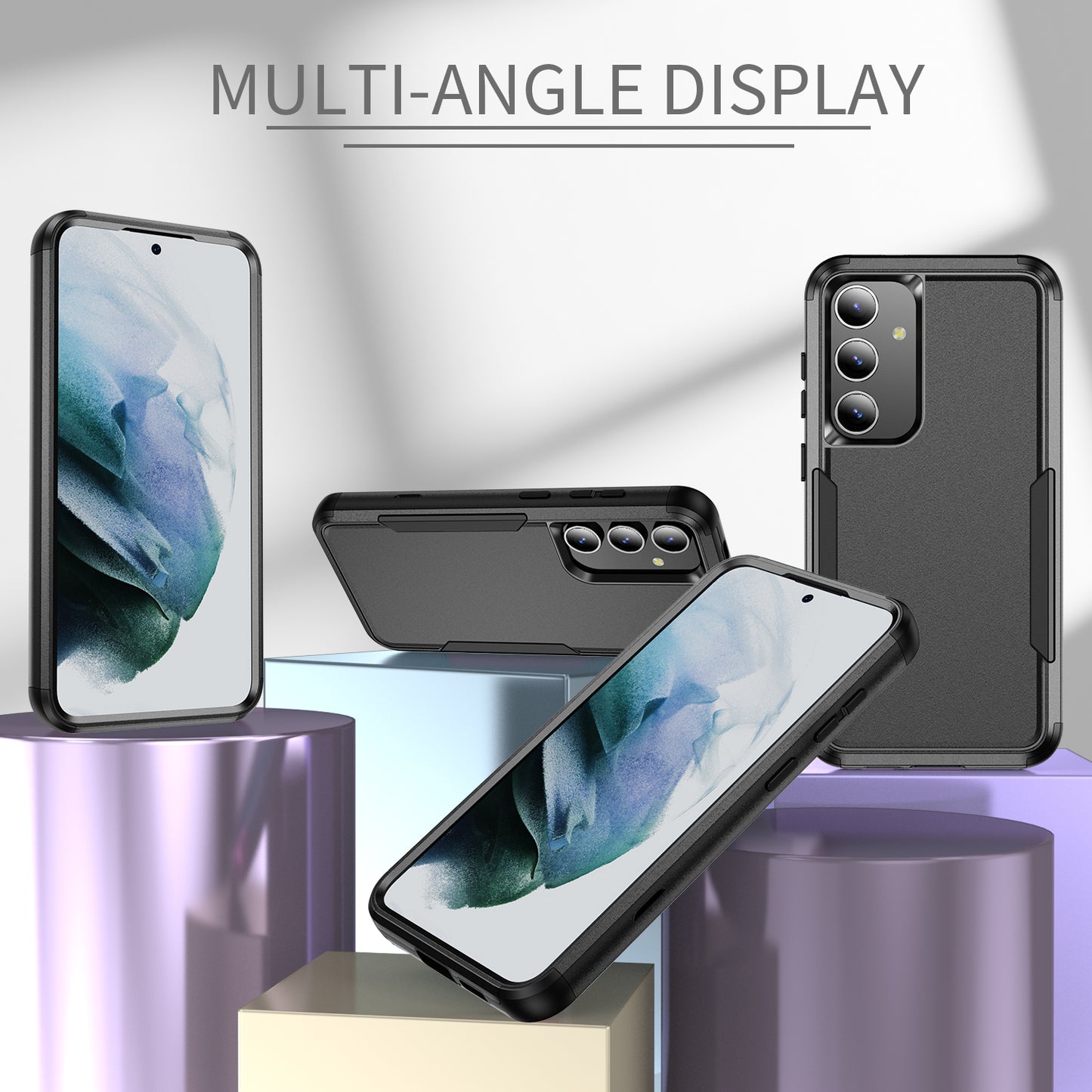 Commuter Series For Samsung Galaxy S24 Case 3-in-1 TPU+PC Anti-drop Back Cover - Black