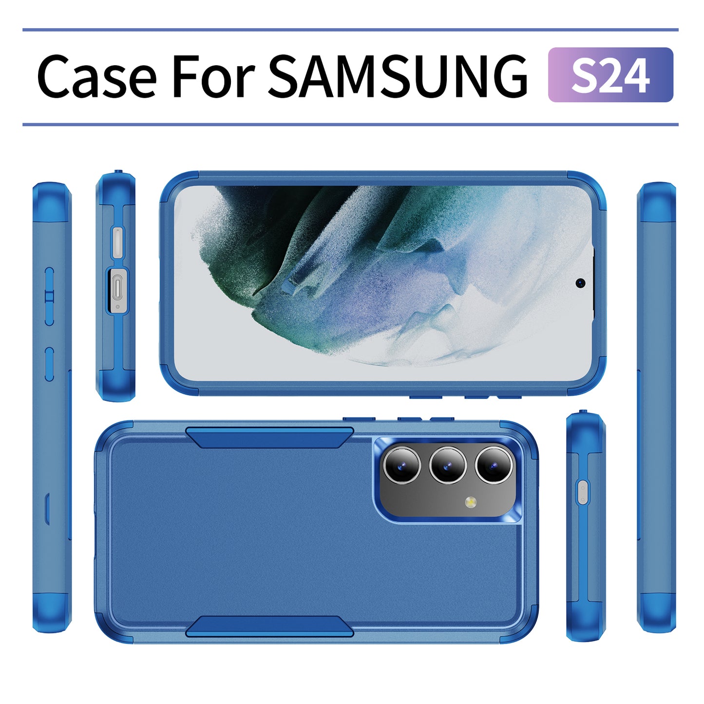 Commuter Series For Samsung Galaxy S24 Case 3-in-1 TPU+PC Anti-drop Back Cover - Sapphire
