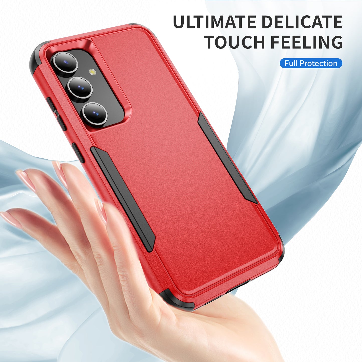Commuter Series For Samsung Galaxy S24 Case 3-in-1 TPU+PC Anti-drop Back Cover - Red  /  Black