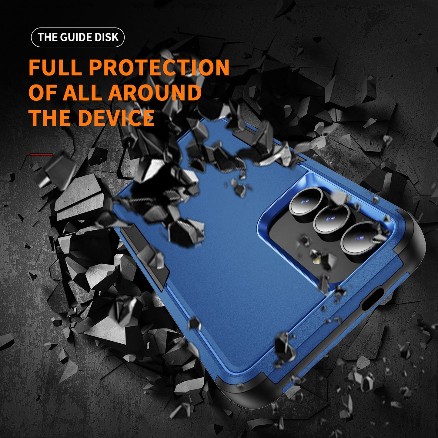 Commuter Series For Samsung Galaxy S24 Case 3-in-1 TPU+PC Anti-drop Back Cover - Sapphire  /  Black