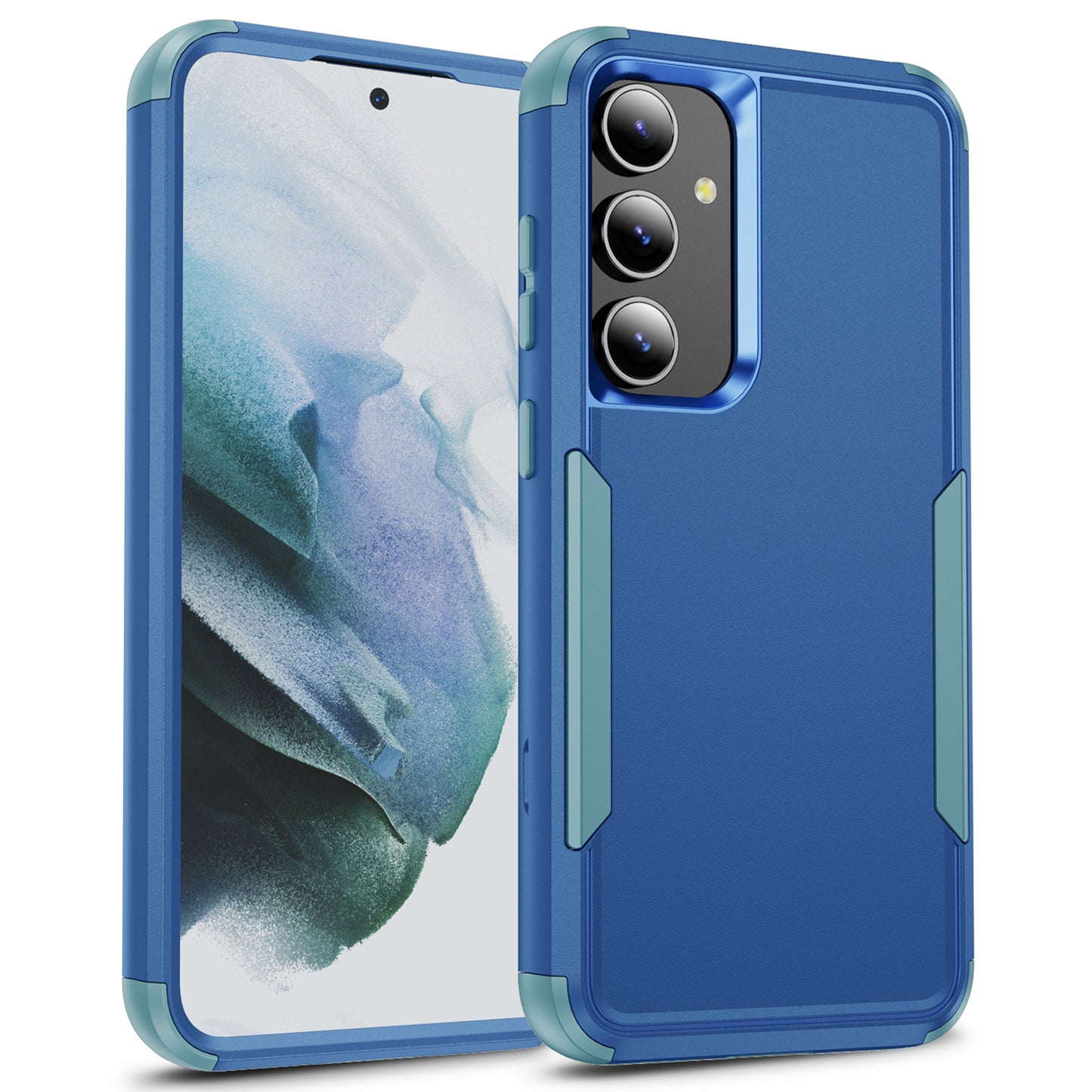 Commuter Series For Samsung Galaxy S24 Case 3-in-1 TPU+PC Anti-drop Back Cover - Sapphire  /  Blue