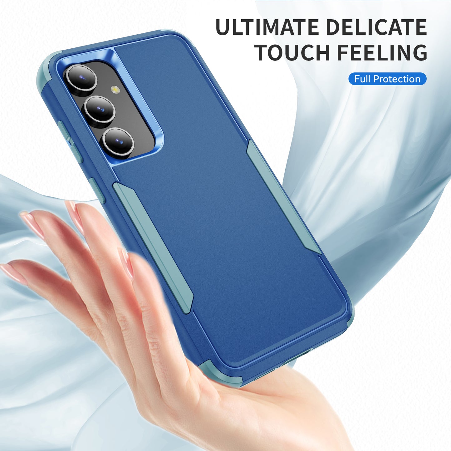 Commuter Series For Samsung Galaxy S24 Case 3-in-1 TPU+PC Anti-drop Back Cover - Sapphire  /  Blue