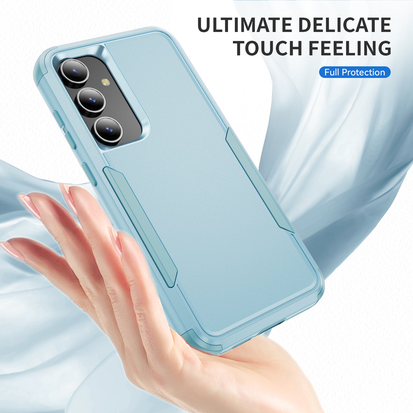 Commuter Series For Samsung Galaxy S24 Case 3-in-1 TPU+PC Anti-drop Back Cover - Grey Green  /  Blue