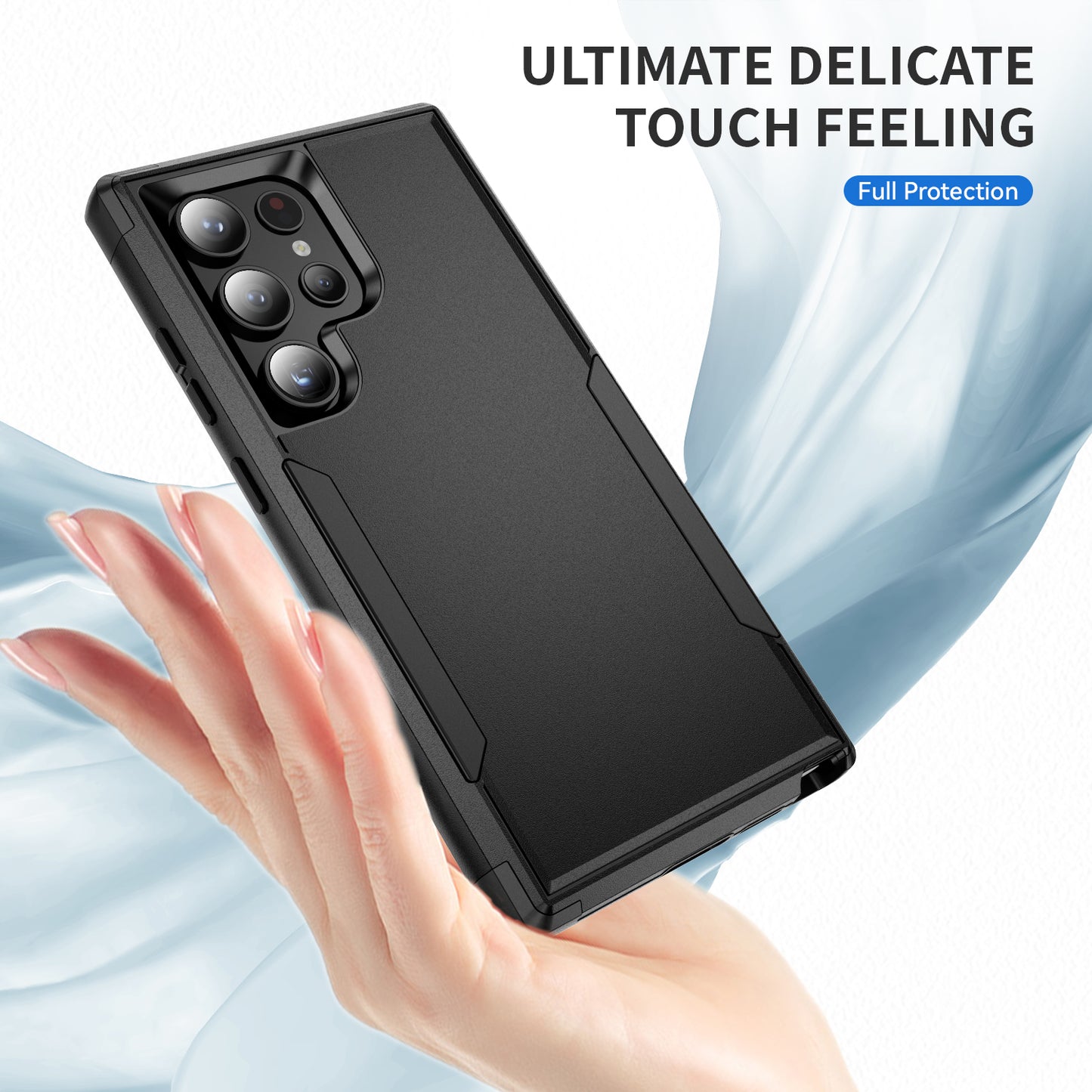 Commuter Series For Samsung Galaxy S24 Ultra Cell Phone Case TPU+PC Back Shell - Black