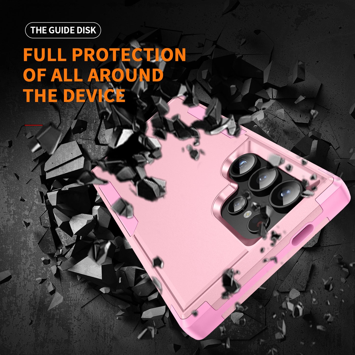 Commuter Series For Samsung Galaxy S24 Ultra Cell Phone Case TPU+PC Back Shell - Pink
