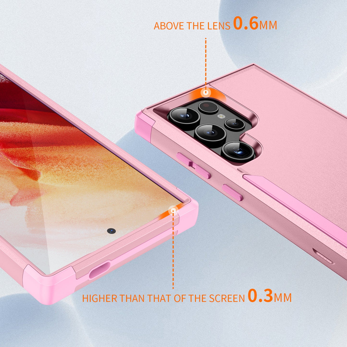 Commuter Series For Samsung Galaxy S24 Ultra Cell Phone Case TPU+PC Back Shell - Pink