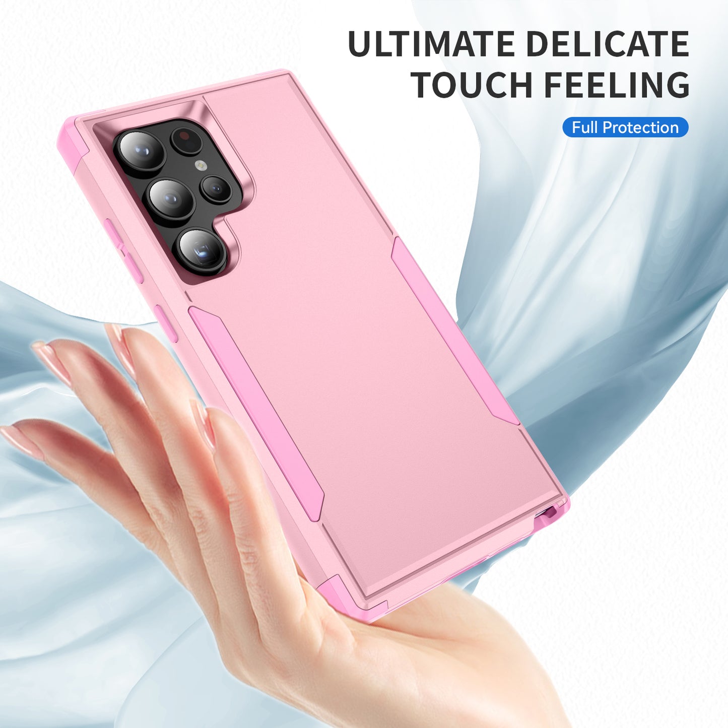 Commuter Series For Samsung Galaxy S24 Ultra Cell Phone Case TPU+PC Back Shell - Pink