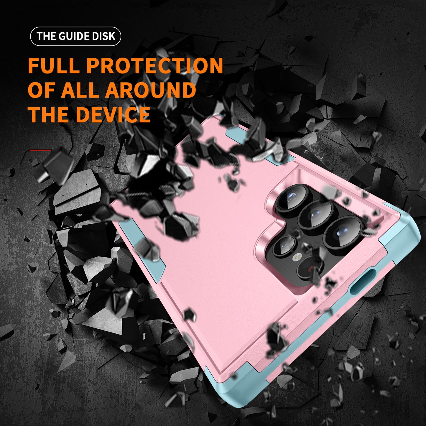 Commuter Series For Samsung Galaxy S24 Ultra Cell Phone Case TPU+PC Back Shell - Pink  /  Grey Green