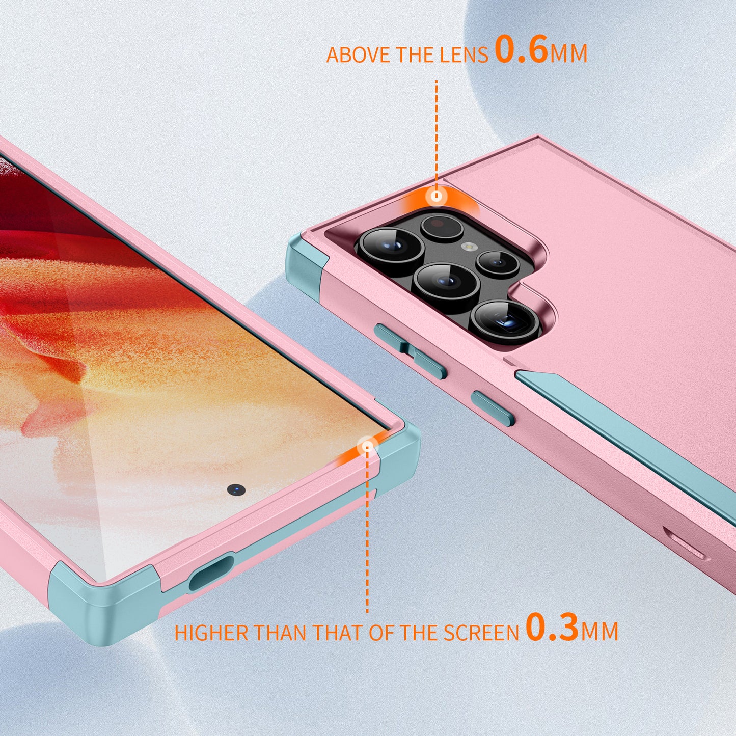 Commuter Series For Samsung Galaxy S24 Ultra Cell Phone Case TPU+PC Back Shell - Pink  /  Grey Green