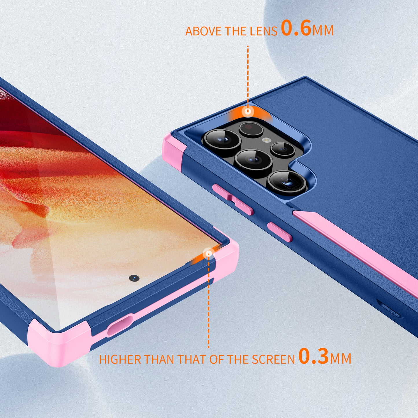 Commuter Series For Samsung Galaxy S24 Ultra Cell Phone Case TPU+PC Back Shell - Sapphire  /  Pink