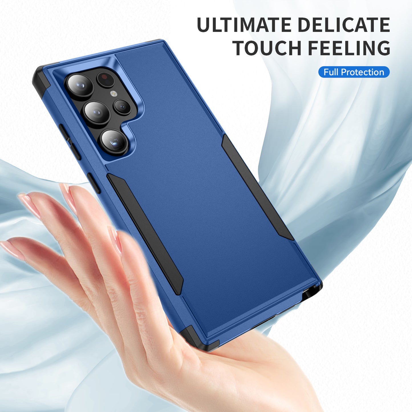 Commuter Series For Samsung Galaxy S24 Ultra Cell Phone Case TPU+PC Back Shell - Sapphire  /  Black